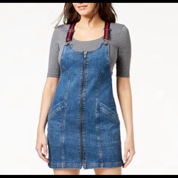M1858 created for Macy’s denim jumper mini dress - Picture 2 of 10